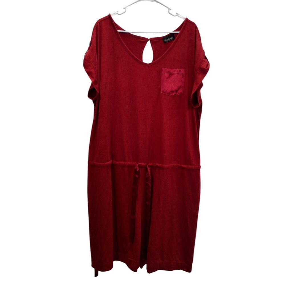 Lane Bryant‎ Red Crew Neck flowy short romper